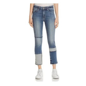 Paige Jacqueline Straight Saratoga Blue Patchwork Jeans. Size 28